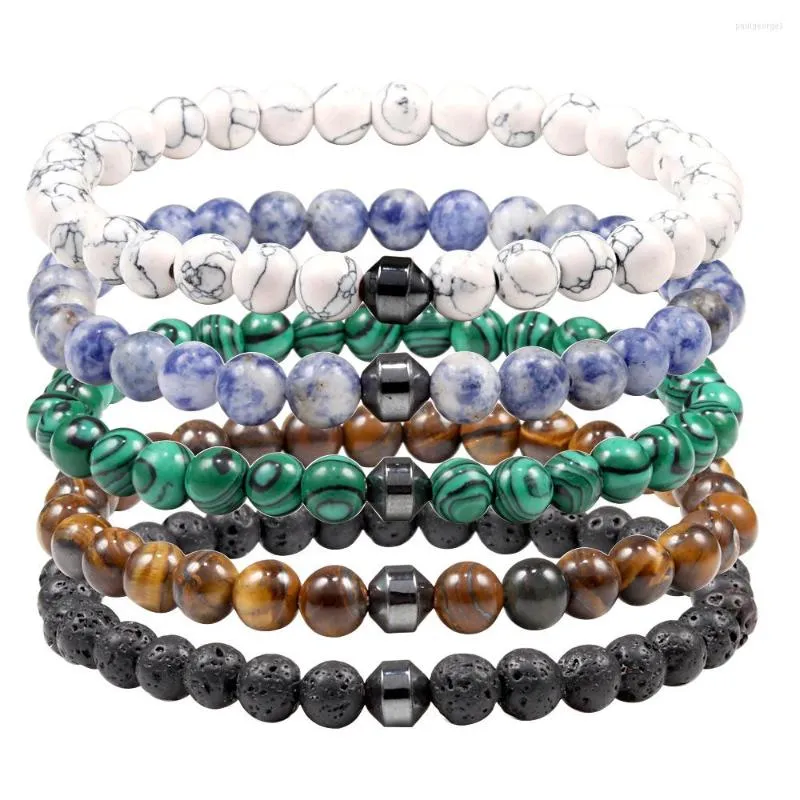 Strand 8mm Eye's Eye Malachite Stone Bracelet Hematite Breads Bracelets Buda Yoga Stranch Momen Homens Homens Jóias