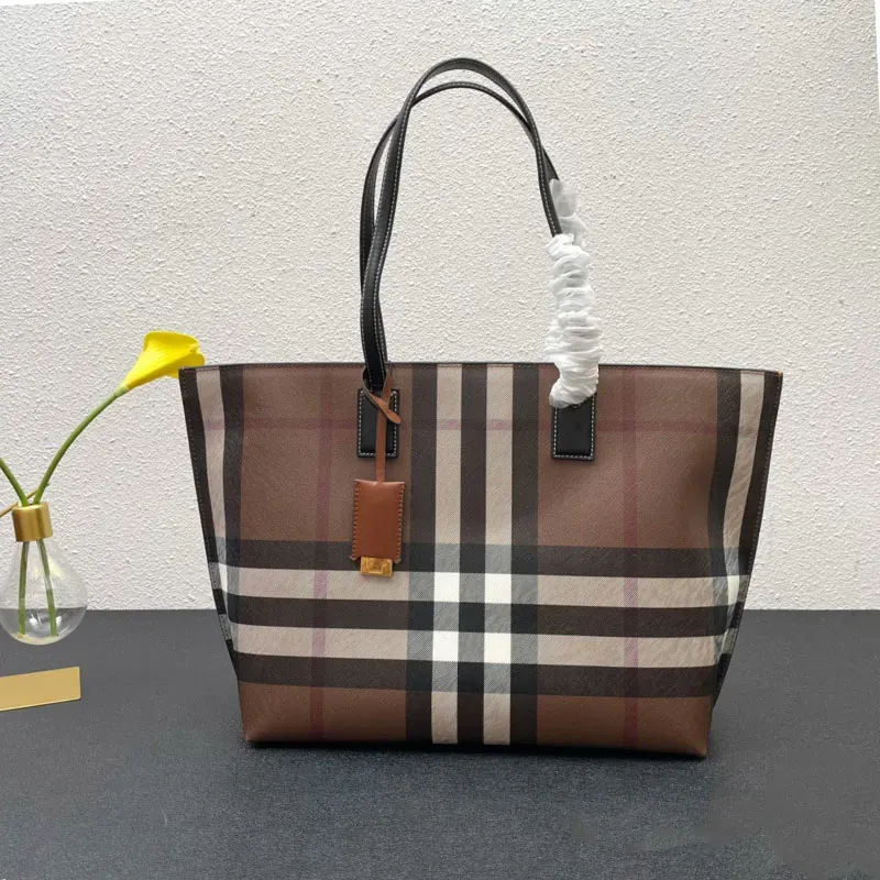 Włoski projektant torby na torbę skórzaną w kratę ręczne torby na zakupy
