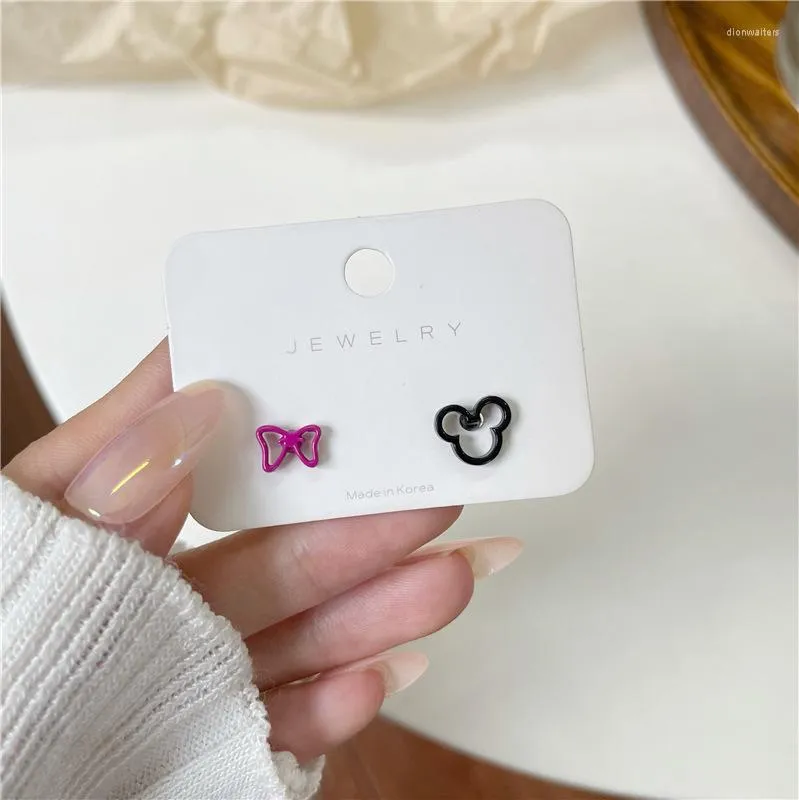 Stud -oorbellen schattige anime mini holle boog asymmetrische geometrische muis sieraden voor vrouwen 2023 esthetisch geschenk groothandel