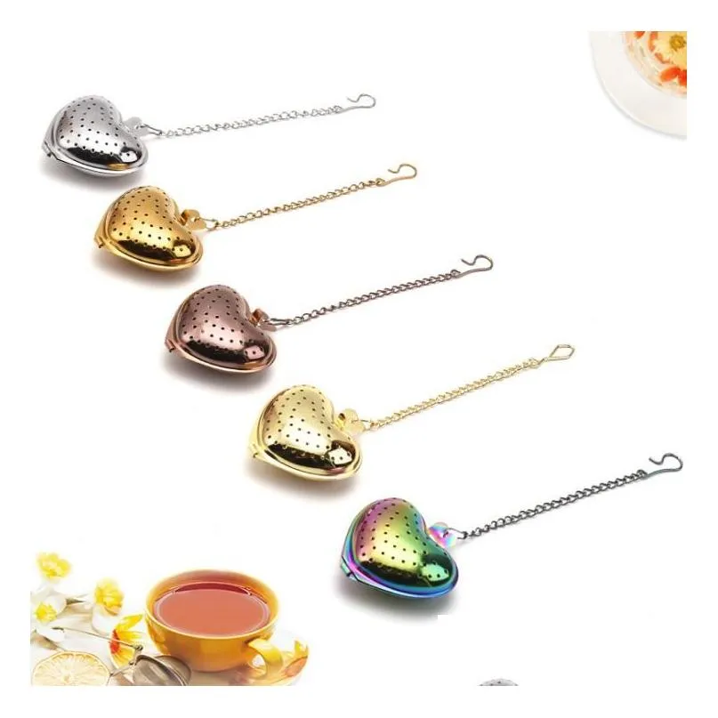 Coffee Tea Tools Heart Infuser Stainless Steel Wedding Gift Strainer Filter Kitchen Drop Delivery Home Garden Dining Bar Drinkware Dhbfs