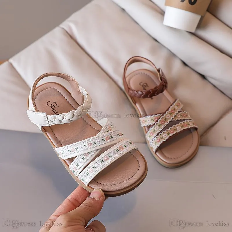 Sandals Kids Shoes Wedge Footwear Children Super Beautiful Floral Girls Summer Princess Beach F12621