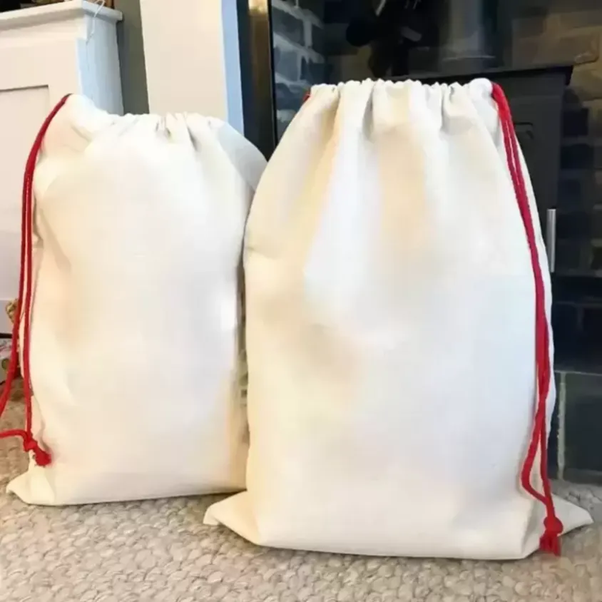 Sublimatie Blanco Santa Sacks DIY Persooniseerd Drawstring Bag Kerstcadeau Zakken Pocket Heat Transfer FY4935