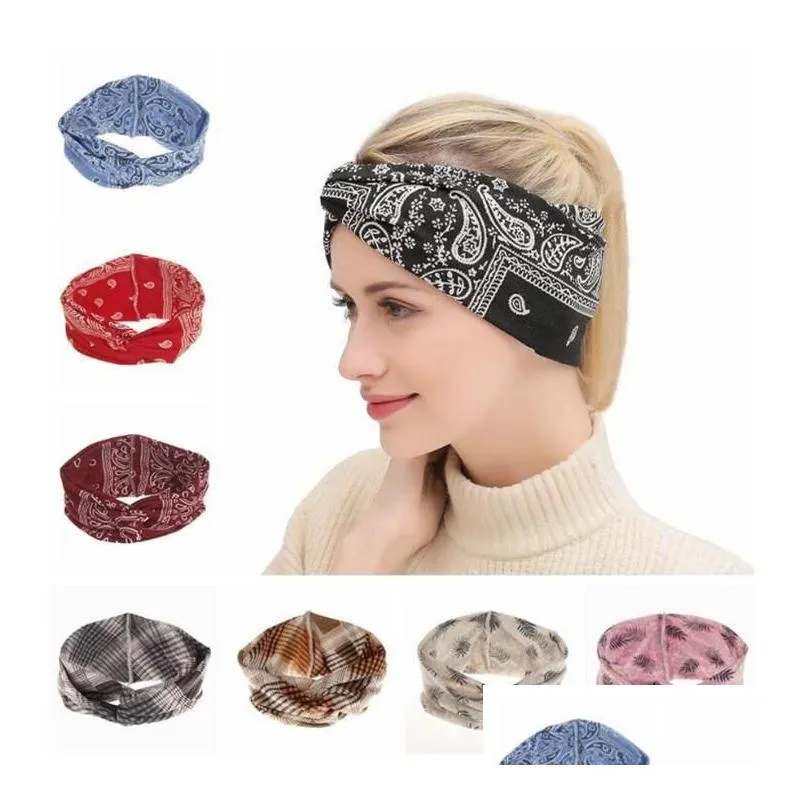 Headbands Woman Bohemian Bow Hair Band Vintage Girls Printed Knoted Headband Fashion Lady Headdress Bowknot Turban Drop Delivery Jew Dhs1F