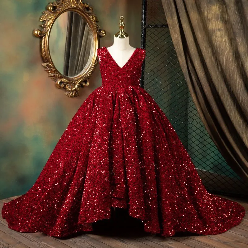 Dark red flower girl dresses discount