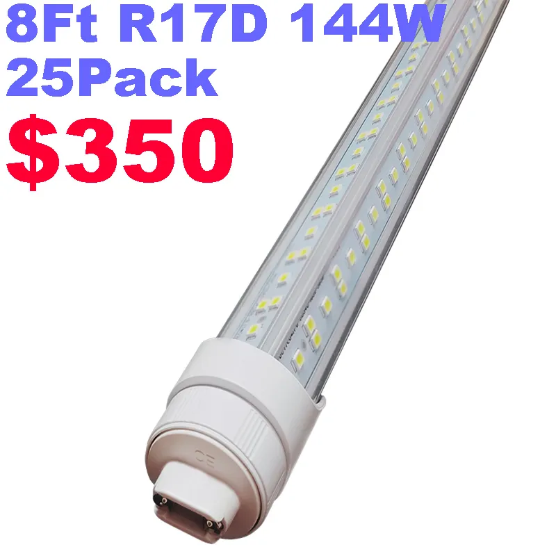 R17d 8 أقدام LED مصباح المصباح LED ضوء القاعدة قابلة للدوران قابلة للدوار 144W ، استبدال مصابيح مصباح الفلورسنت 300W ، قوة مزدوجة نهاية ، أبيض البارد 6000K ، AC 90-277V USASTAR