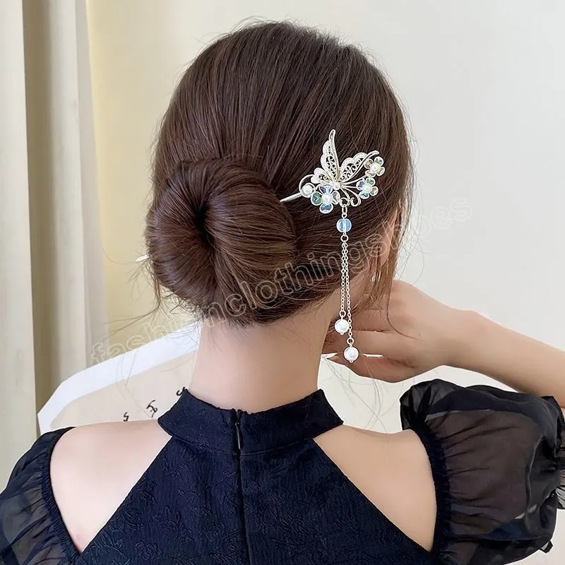Vintage Chinese Style Alloy Hair Stick Tassels Butterfly  display picture 1