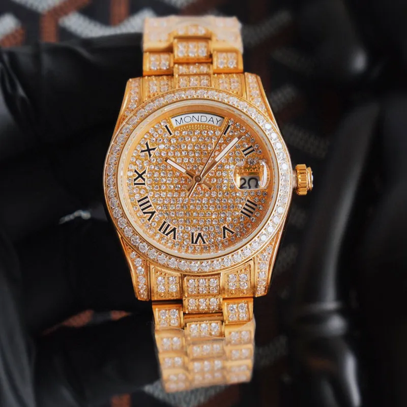 Designer Watch Automatic Mechanical Movement Men 40mm Diamond Wristwatch Classic Business rostfritt stål 904L armband Montre de Luxe gåva till pojkvän