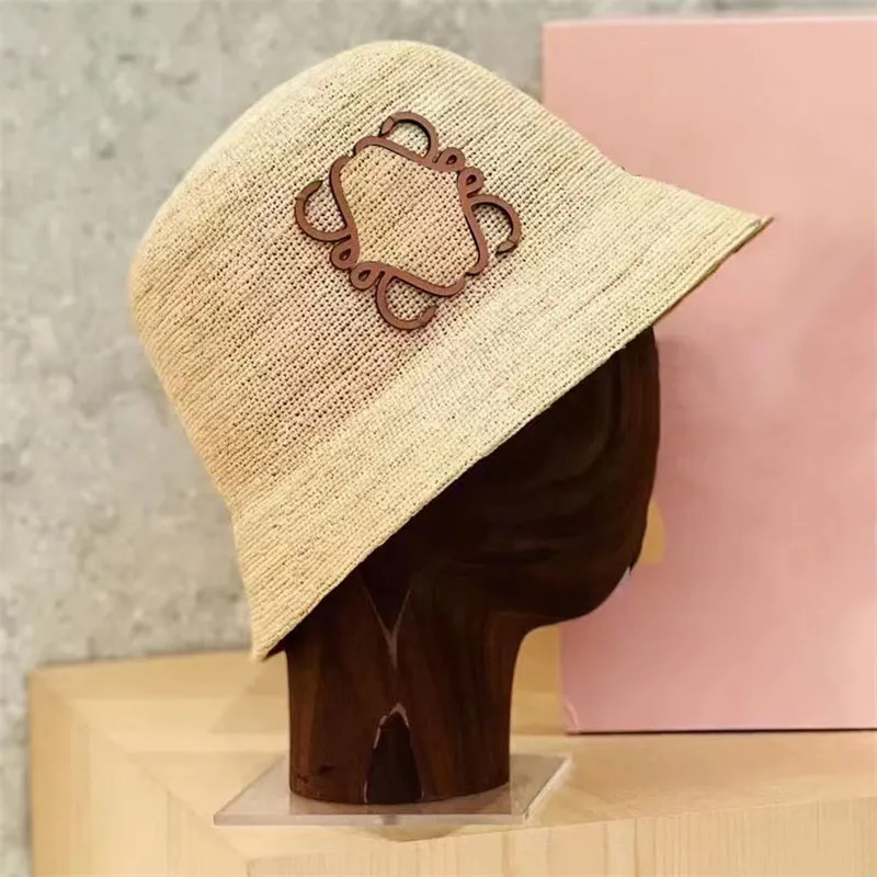 Ampla borda chapéus balde chapéus de palha verão balde chapéus designer ráfia bonnets para mulheres mens praia-chapéu grama tecido bonés anagrama palha chapéu liso 2024 novo