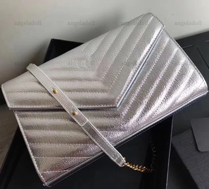 10A Mirror Quality Designers Wallet On Chain Bag Medium 22.5cm Matelasse Chevron Quilted Purse Real Leather Caviar Handbag Crossbody Gold Shoulder Box Envelope Bag