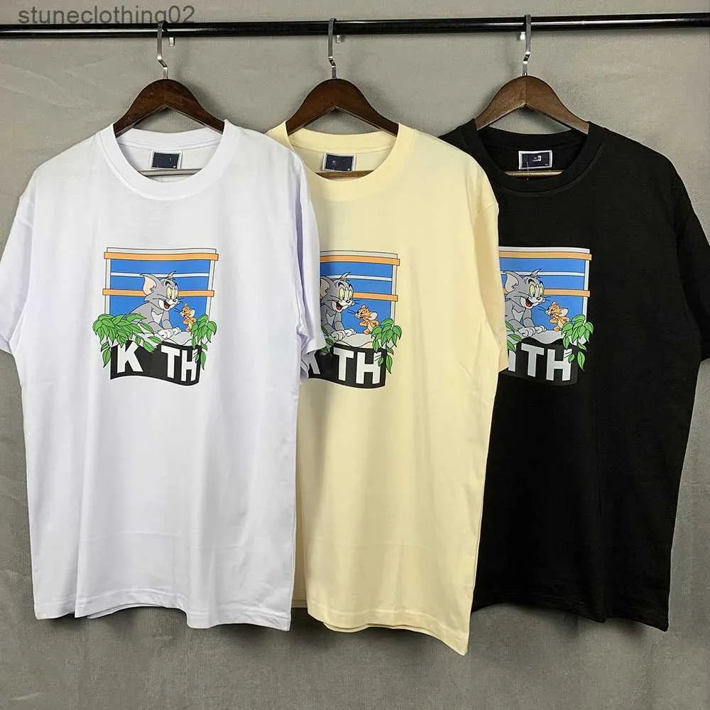 Мужская футболка Мужская дизайнер Kithi T Rooms Tech Fleeme Fleeme Отражающая светящаяся трапецировка высококачественная шея.