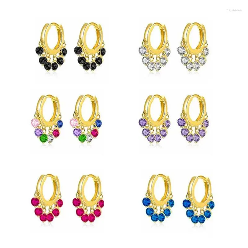 Hoop oorbellen Mooie kleurrijke kubieke zirkon Tassel oorbel voor vrouwen sierlijke gouden kleur sieraden eh482