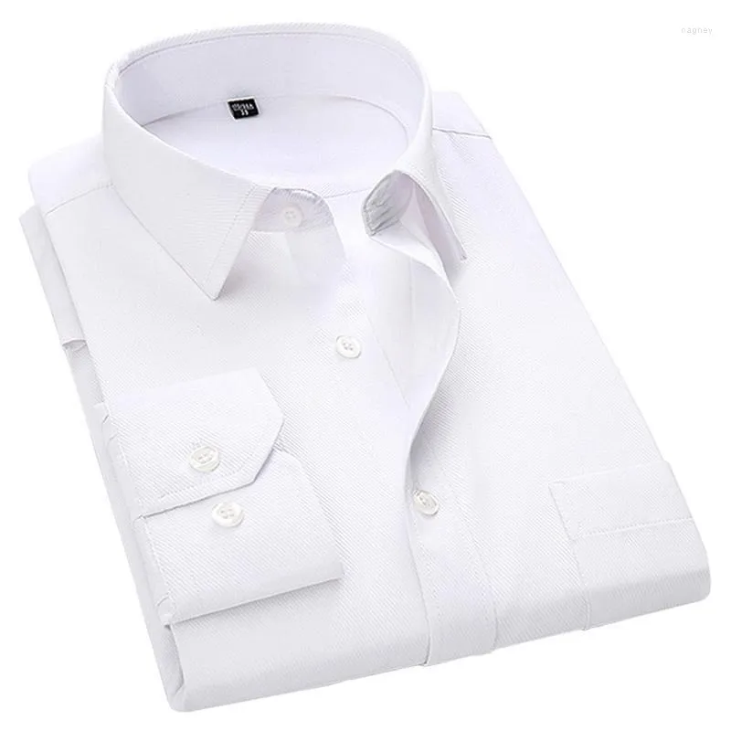 Men's Dress Shirts S-8XL Large Size Men's Business Casual Long Sleeved Shirt White Blue Black Smart Male Social For Plus
