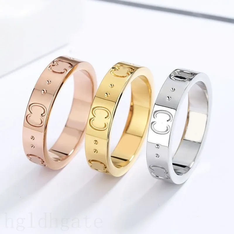 2023 G Ring Vrouwen verlovingsringen Letter Presenteer smal Casual Retro Valentine S Day paar ronde multolour vergulde gouden mannen ring Thanksgiving ZB022 F23