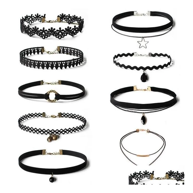 Chokers biżuteria gotycka naszyjnik Choker WFN219 z łańcuchem zamieszanie zamówienie 20 sztuk DOSPODACJA DOSIDACJA DHFWZ