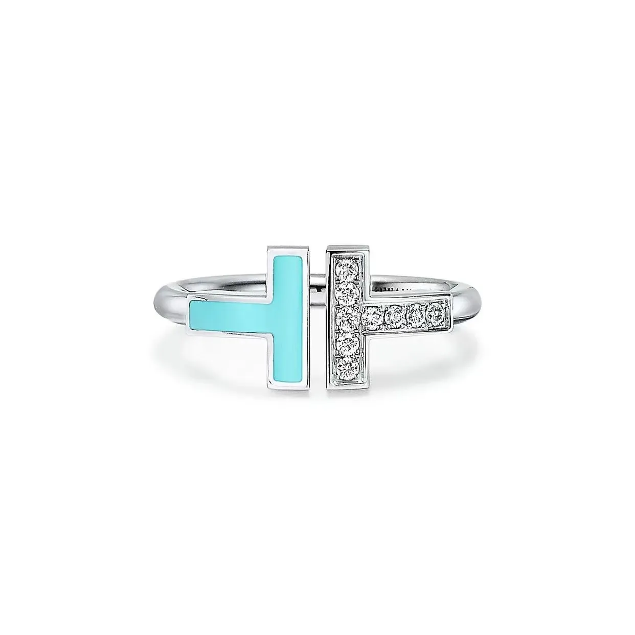 Tiffanyjewelry Halo -ontwerper Ring Crystal Diamonds Love Ring Engagement Women Men Men Double T Brand Wedding Ringen voor koppels Valentijnsdag Gift 555