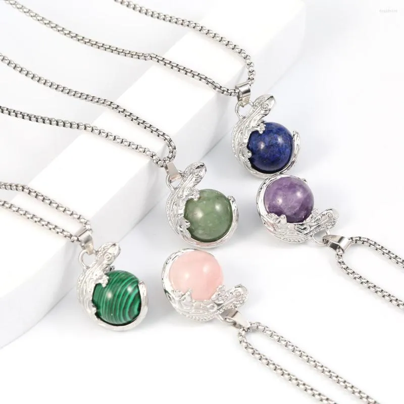 Anhänger Halsketten Naturstein Halskette Einzigartige Epidoten Silber Farbe Kette Für Frauen Schmuck Geschenk 17x24mm