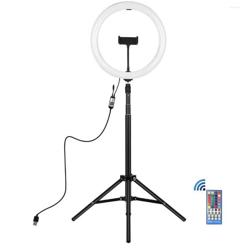 Flash Heads 12" RVB LED Anneau Lumière Bluetooth Dimmable Selfie Lampe Avec 165 cm Trépied Pographie Caméra Pour Tiktok Maquillage Vidéo Youtube