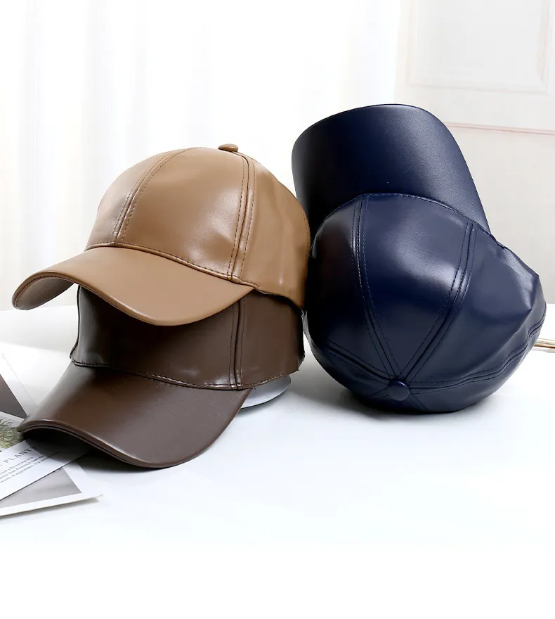 Top Caps Yetişkin Sahte Deri Beyzbol Kapağı Açık Hava Kamyoner Spor Şapkası Ayarlanabilir Fitted Baba Şapkaları 230525