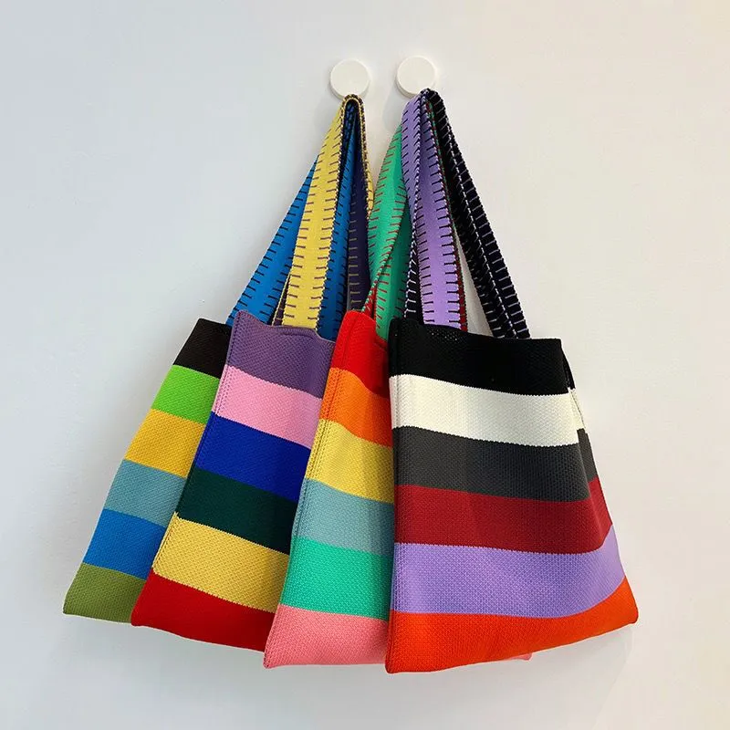 Borsa arcobaleno ad alta capacità Borsa arcobaleno Borsa da lavoro a maglia londinese di lusso Borsa a tracolla da uomo e da uomo firmata Borsa a tracolla alla moda