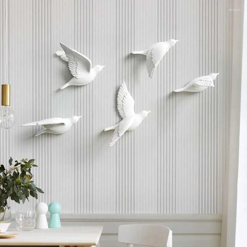 Wall Stickers Resin Birds Creative For 3d Sticker Living Room Animal Figurine TV Murals Background Home Decor