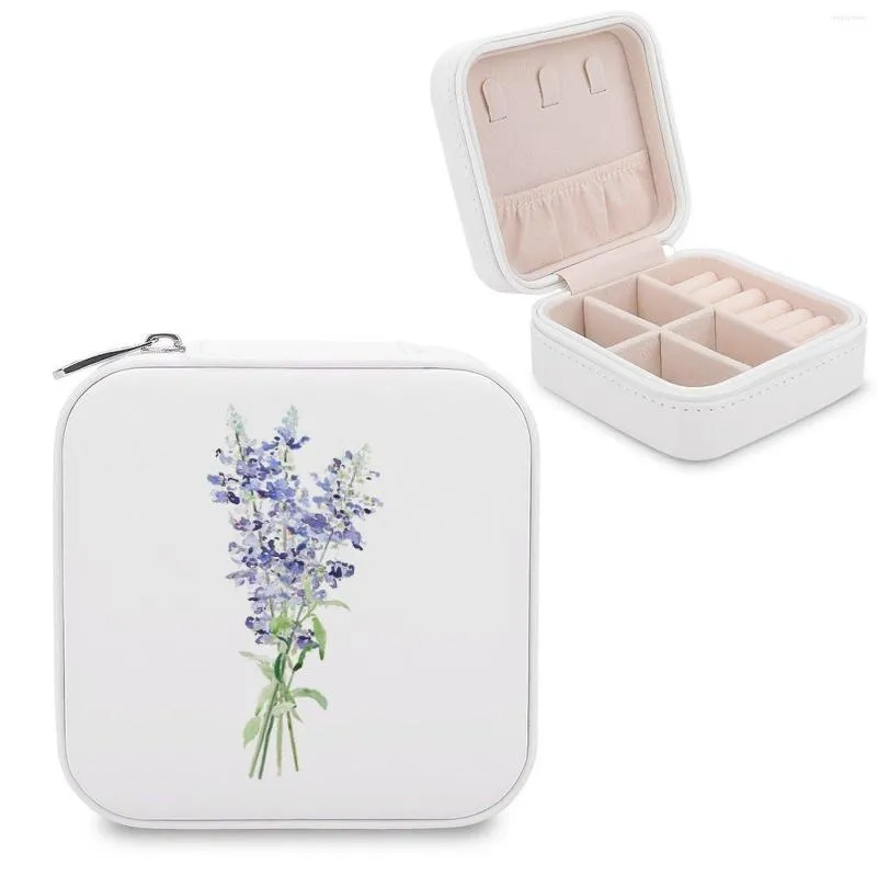 JABITY BUSES Blue Mealylcup Flowers Buquet Hapholor Supme Pordelable PU Skórzany organizator