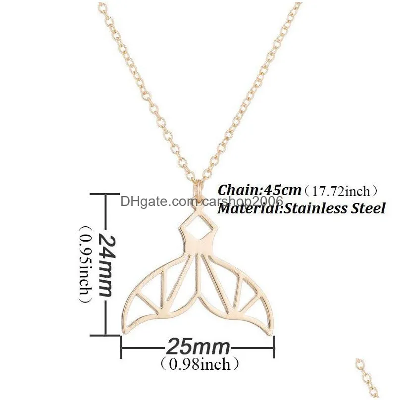  design stainless steel animal pendant necklace fashion for women whale tail fish nautical charm origami mermaid tails necklaces