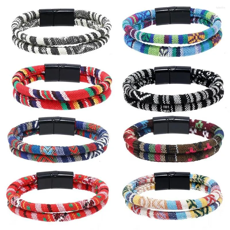 Charm Armbänder 2023 Trendy Layered Ethnic Tribal Tuch Seil Wrap Armband Männer Frauen Sommer Böhmen Stoff Für Pulseras Hombre