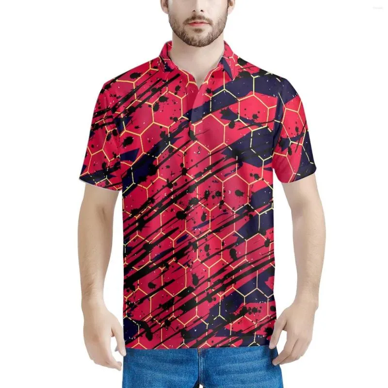 Herren Polos Radtrikot Muster Rot Schwarz 2023 Sommer Casual Poloshirt Herren Kurzarm Mode Design Tops T-Shirts Mehrere Auswahlmöglichkeiten