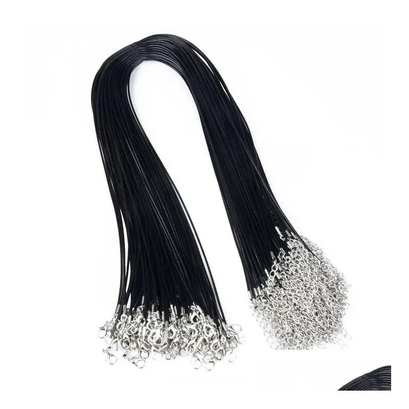 Cavo Filo 100 Pz/lotto 1.5Mm 2Mm Cera Nera Pelle Serpente Collana String Corda Catena Per Gioielli Fai Da Te Che Fanno 4580 Cm Drop Delivery Fin Dhhjt