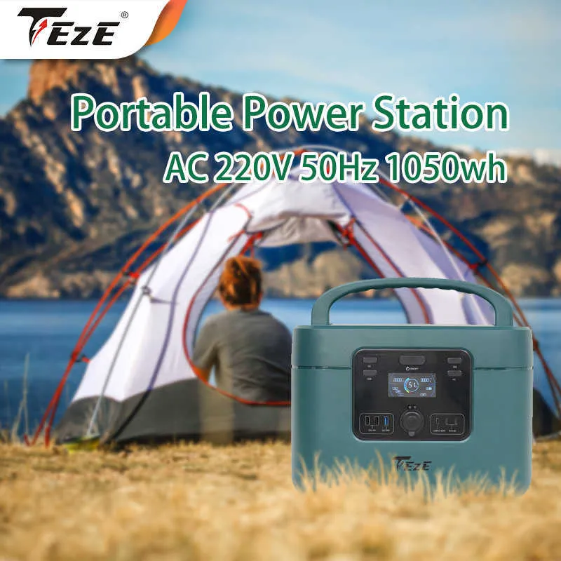 1050W Portable Power Station 1200W Outdoor Mobile Power Supply med 220V AC -utgång för RV -camping Emergency Energy Storage Cell