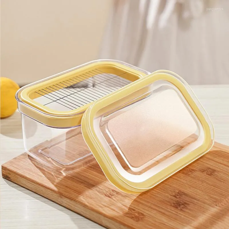 Storage Bottles Transparent Butter Cheese Box Fresh Keeping Fridge Fruits Desserts Container Portable Cutter Kitchen Tool