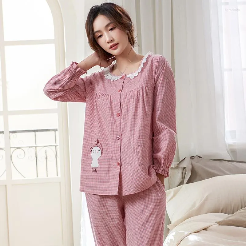 Woven cotton pajamas for ladies hot sale