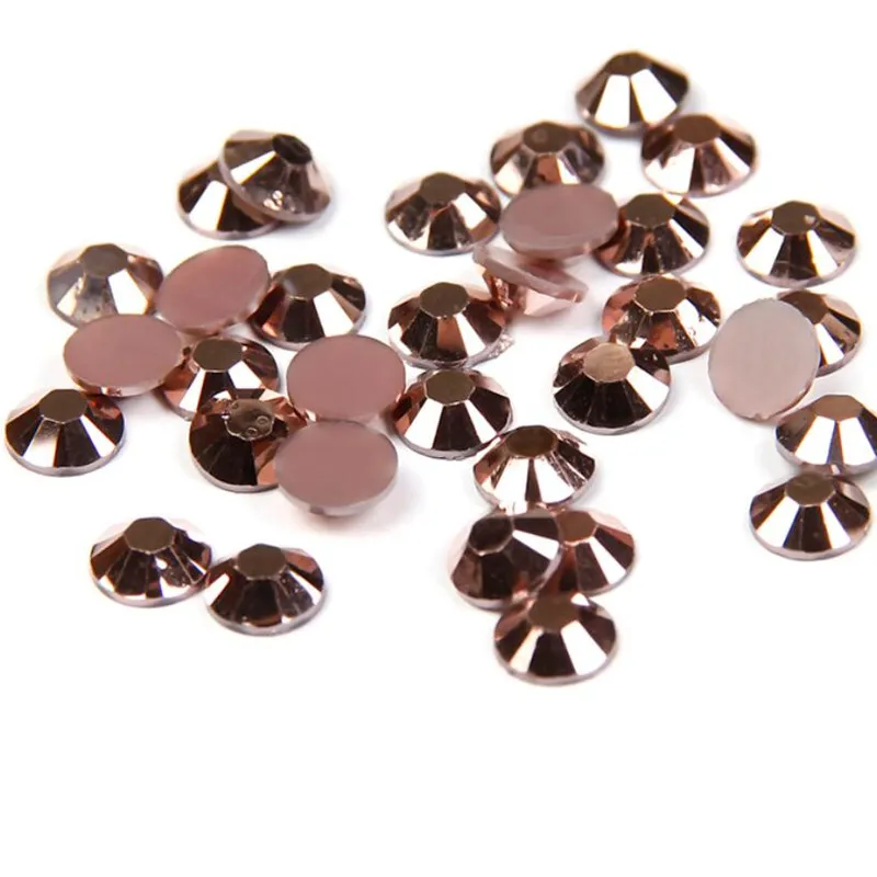 Copper Color Harts Rhinestones 1000-500 st/Lot runda flatback non hotfix lim på pärlor maskinklippta diy naglar konstdekorationer