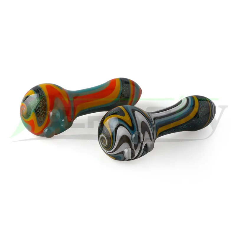 DHL Beracky US Color Dichro Glass Spoon Smoking Pipes Wig Wag Stack Hand Bubbler Pipe Rainbow Swirl HandCrafted Heady Pipes For Dab Rigs Water Bongs Tobacco Dry Herb