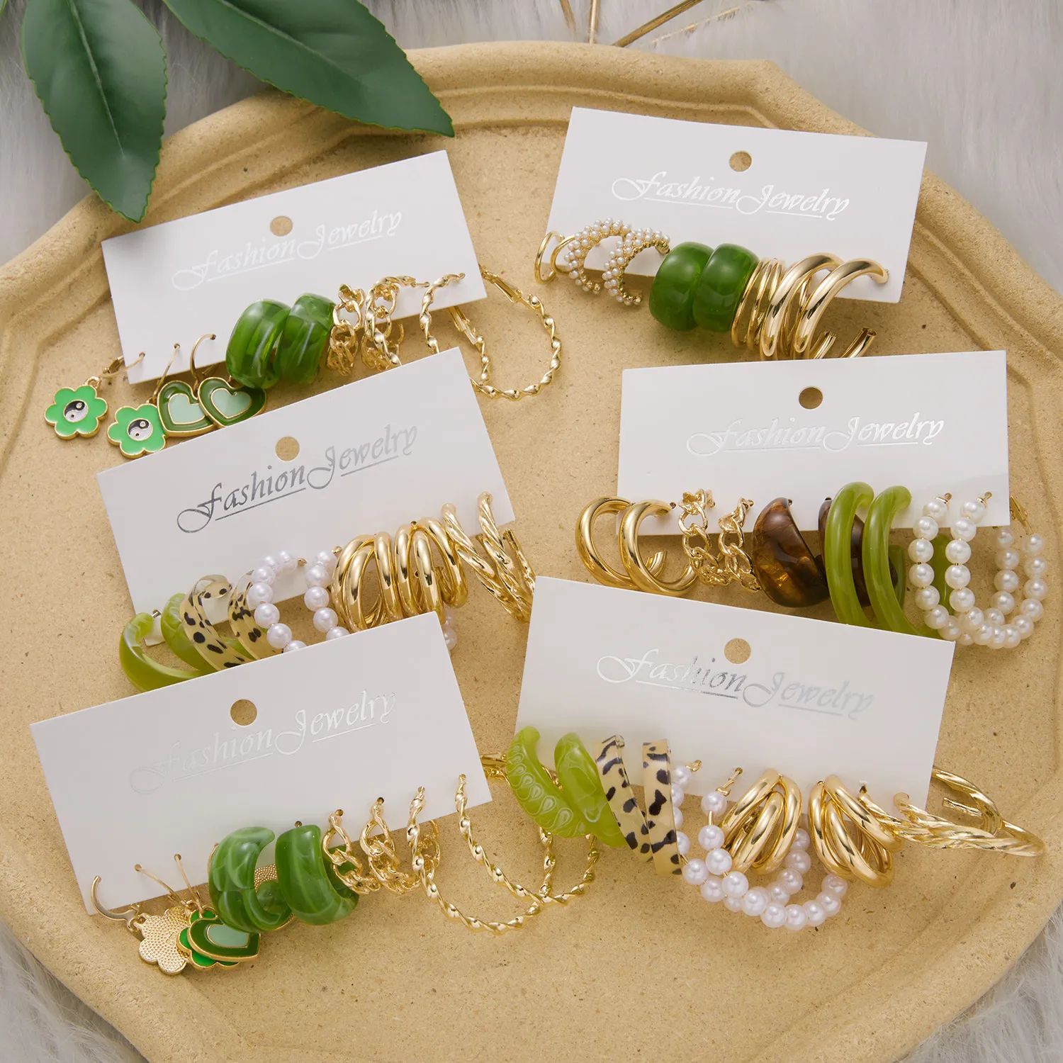 Luxury Heart Butterfly Hoop Earrings Set For Women Colorful Acrylic Enamel Pearl Personality Geometric Earring Bohemia Jewelry