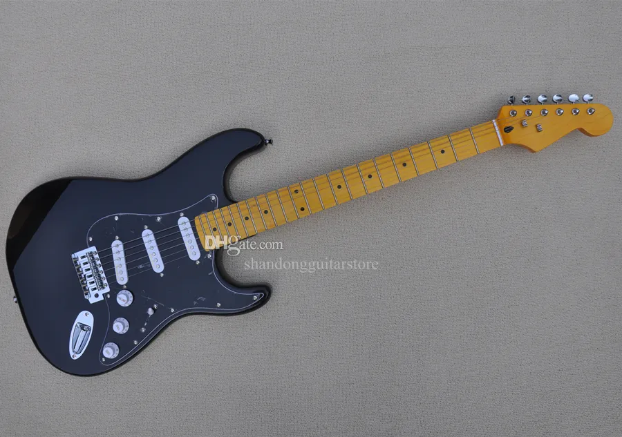 Factory Custom Black Body Electric Guitar met Chrome Hardware, Yellow Maple Neck, aanbied logo/kleuraanpassing