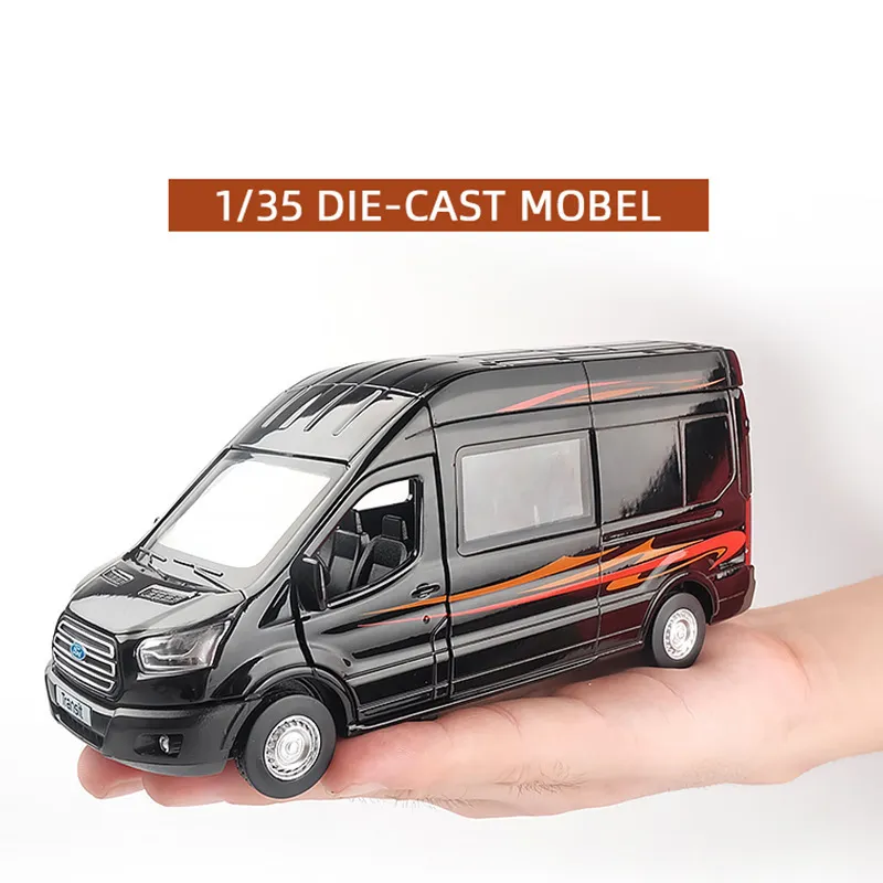 Diecast Zinc Alloy Bus FORD Transit Van Toy Car With Sound And