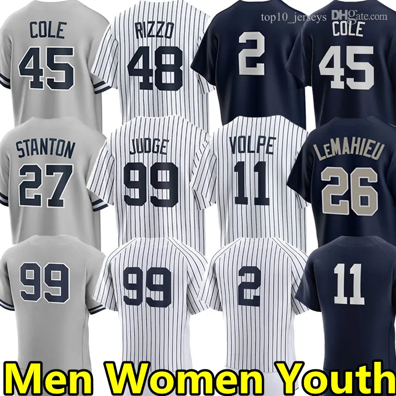 Aaron Judge aangepaste honkbalshirts Anthony Rizzo Yankee Gerrit Cole Derek Jeter Giancarlo Stanton Anthony Volpe DJ LeMahieu Gleyber Torres Harrison Bader Jersey