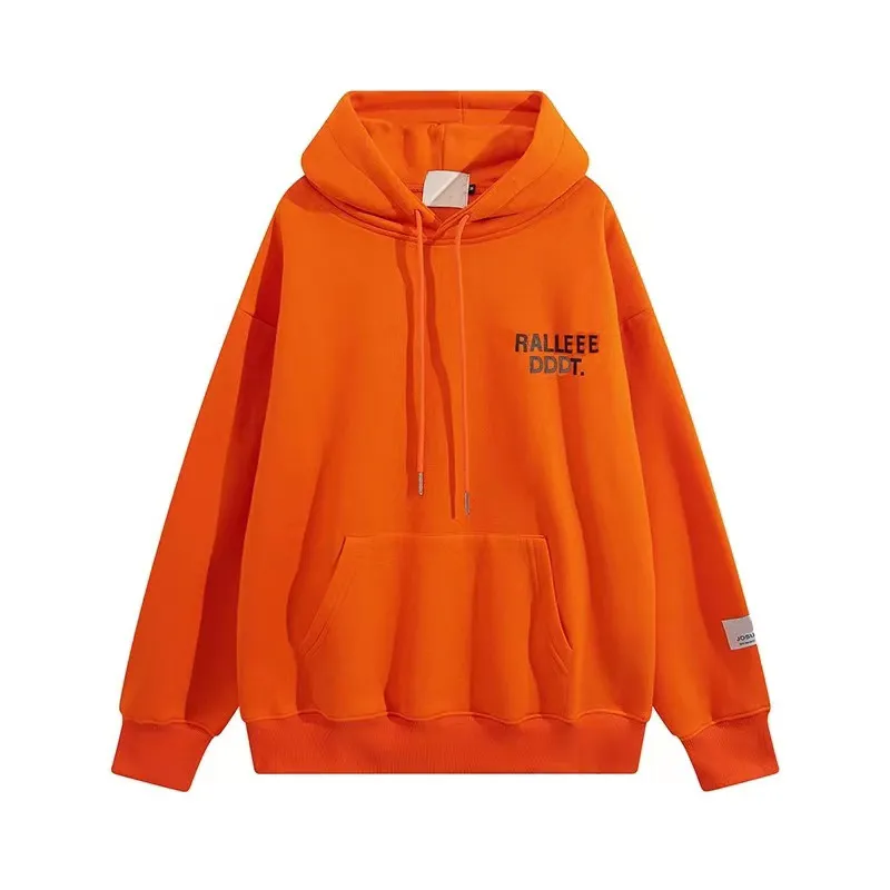 Mens orange designer hoodie top