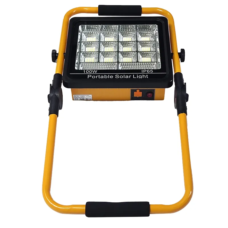 100W Solar Work Light Portable LED Reflector Spotlight USB Rechargeable Projector Floodlight SOS Emergency Camping Light Power Bank