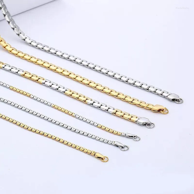 Ketens mxgxfam titanium stalen ketting snke kettingen 55 cm sieraden voor mannen gouden kleur / wit 2 verschillende maat