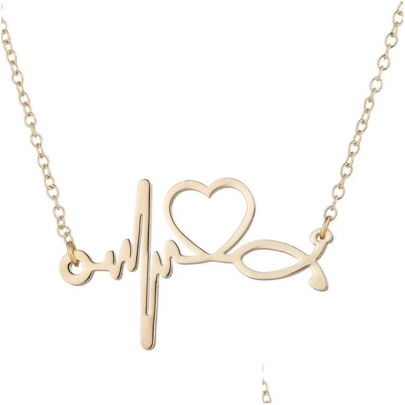 Pendant Necklaces Heart Necklace Gold Stainless Steel Stethoscope Gifts for Nurse Doctor Jewelry Drop Delivery Pendants Dhndz