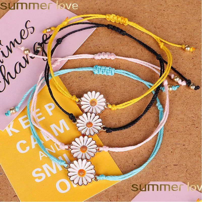 Bedel armbanden aankomst wassen draad geweven chrysanthemum bloemvorm voor vrouwen colorf eenvoudige vakantie zomer sieraden drop levering dhrsi