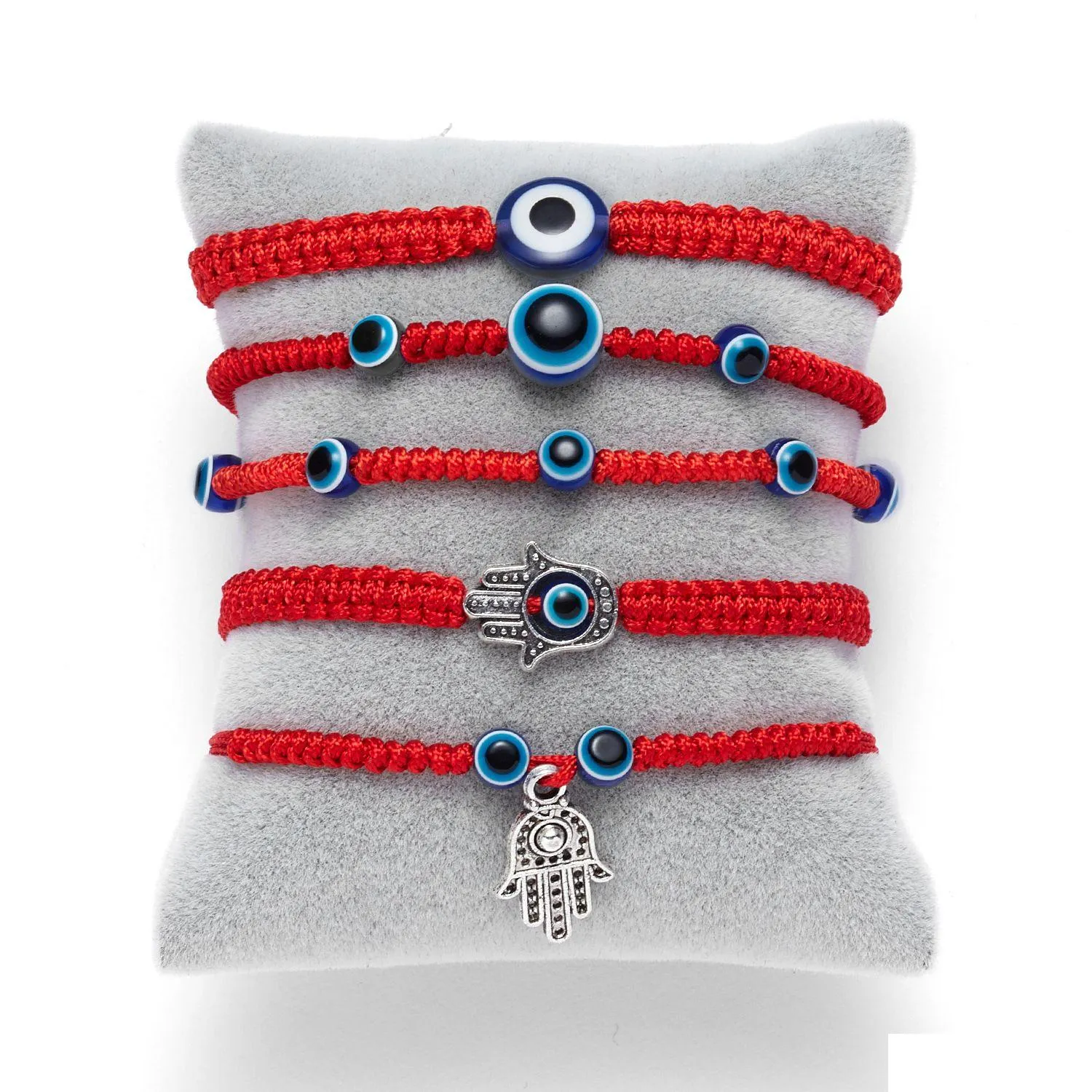 Beaded Hand Braided Lucky Red String Charm Bracelet Women Men 5 Style Blue Eye Round Beads Fashion Friendship Jewelry Drop Delivery Dhmce