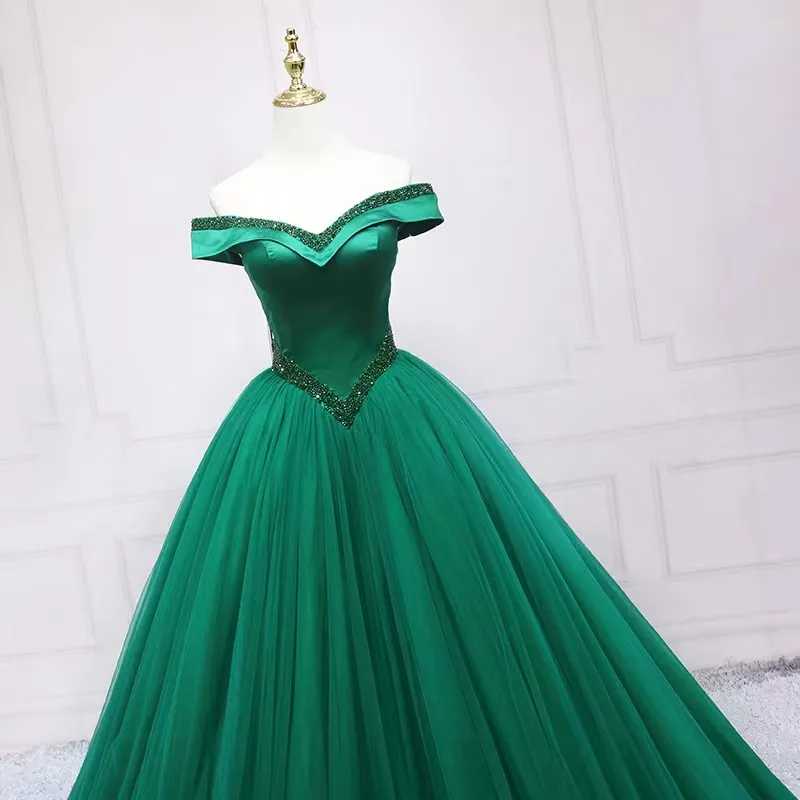 slim fit dress slacks Emerald Green Long Formal Dress with Corset Bodice Emerald Green / 0 main image 1
