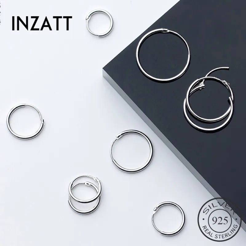 INZATT Orecchini a cerchio rotondi minimalisti in vero argento sterling 925 per le donne di moda Party Geometric Fine Jewelry 2019 Accessori