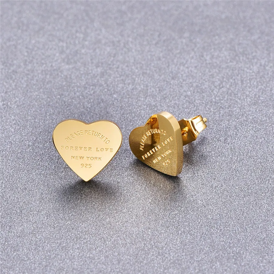 1CM Femmes Designer Studs 3 Couleurs Style Classique Amour Titane Acier Mode Couple Boucles D'oreilles