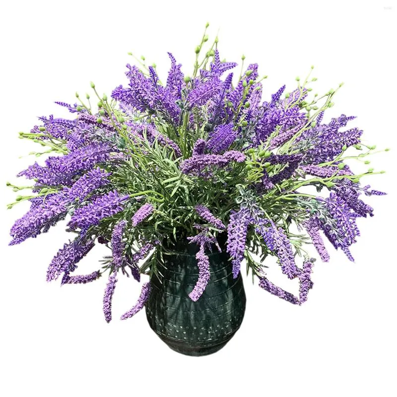 Fleurs décoratives Romantique Lavande Artificielle En Plastique Bundle Faux Plantes De Mariage Bride Bouquet Intérieur Extérieur Maison Table Décor