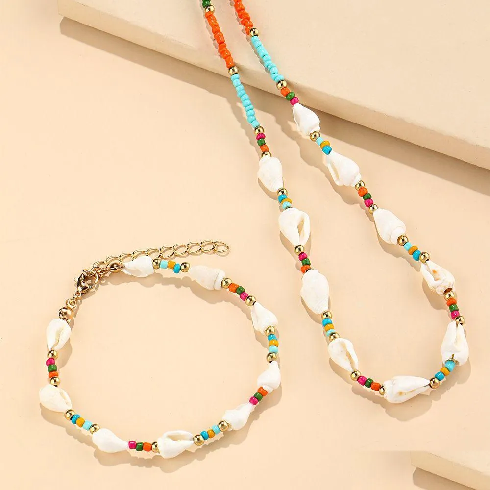 Collane con ciondolo Colorf Rice Beads Collana Bohemia Summer Beach Seashell Choker per le donne Drop Delivery Jewelry Pendenti Dhpit