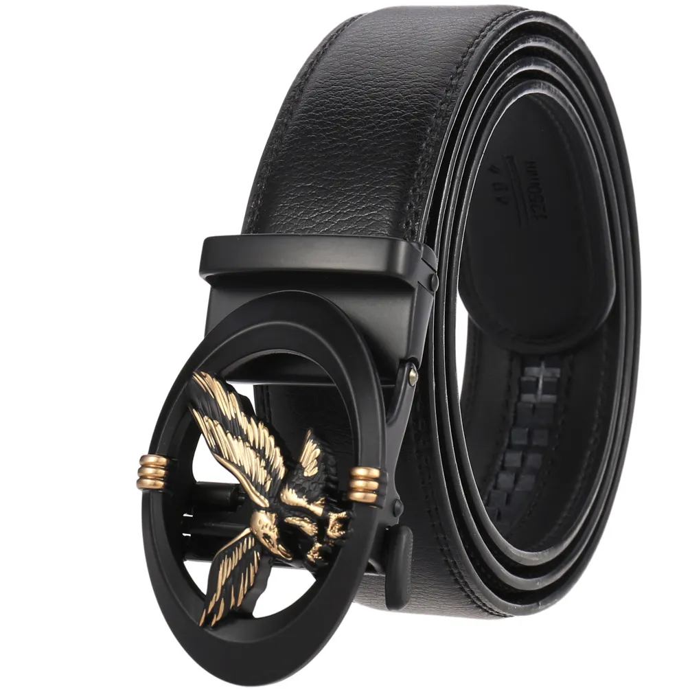Nuevo diseñador de moda Men Cinturón Automático Hebilla Cinturón de cuero genuino Cinturones de color negro y marrón Corturas de 110 cm-30cm Correa masculina